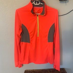 1/4 zip neon orange long sleeve top